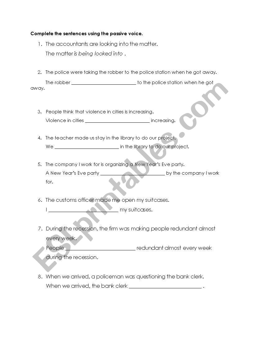 Passive Voice Worksheet worksheet