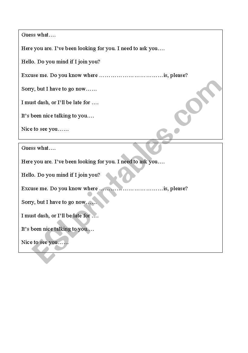 conversation tickets worksheet