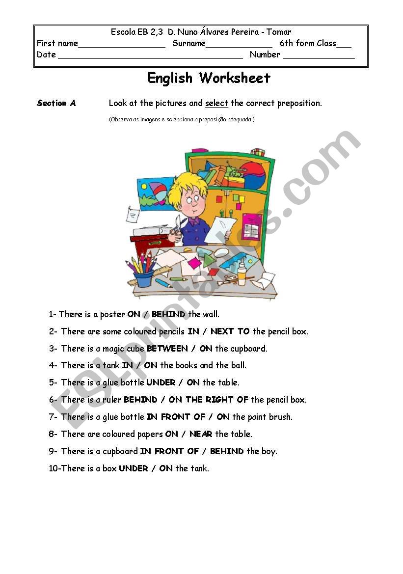 English Worksheet worksheet