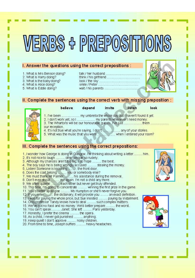 VERBS + PREPOSITIONS worksheet