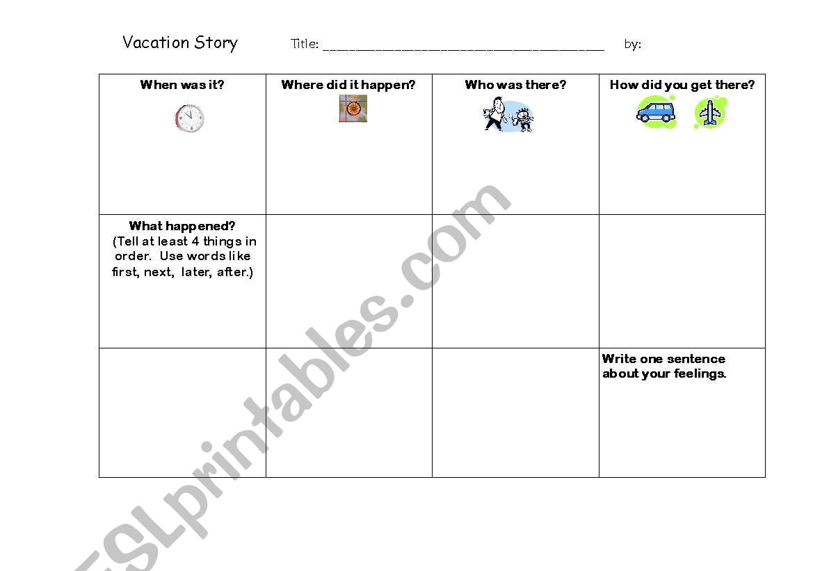 Vacation Story worksheet