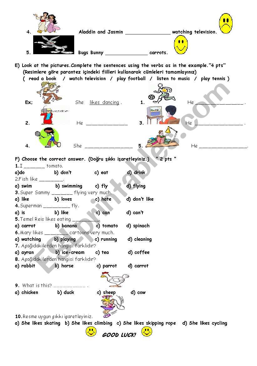 5th second term second exam 2 worksheet