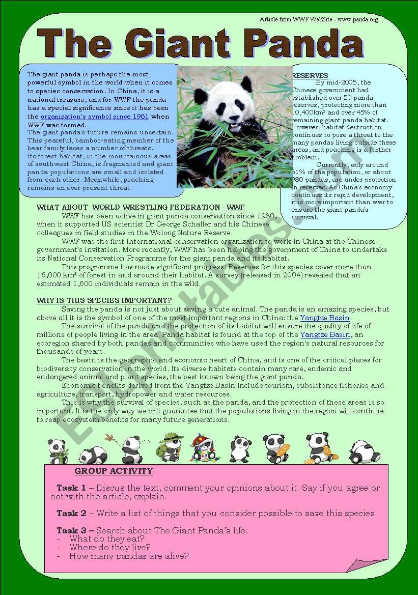 The Giant Panda - Reading/speaking activity