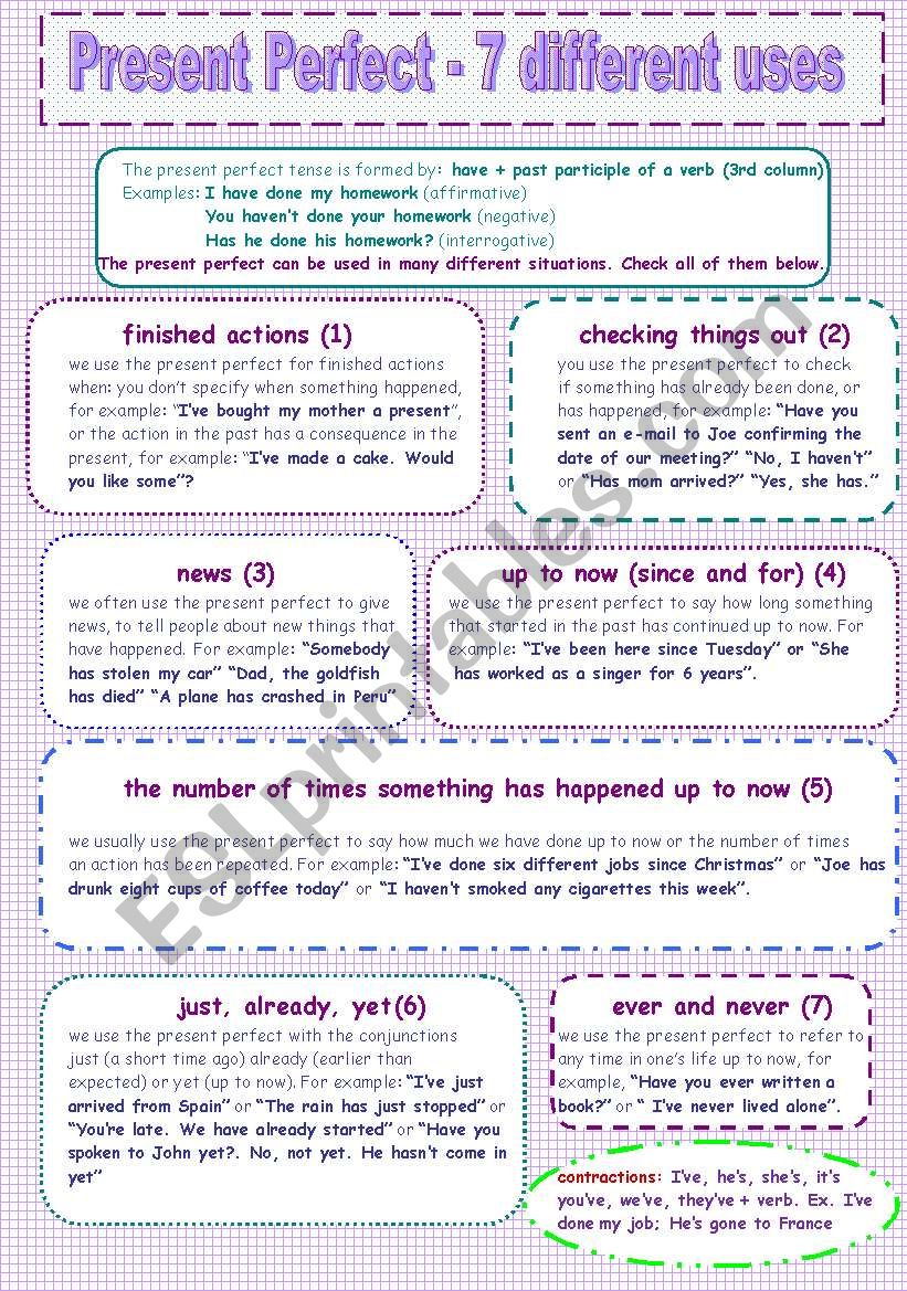 present perfect revision worksheet