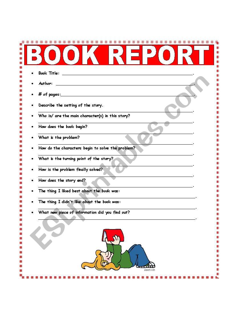 BOOK REPORT FORM  worksheet