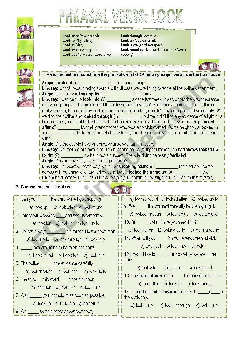 Phrasal verbs: look worksheet