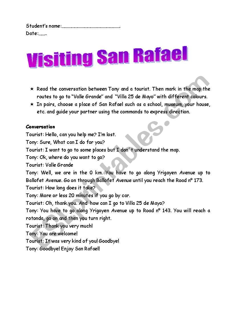 Visiting San Rafael worksheet