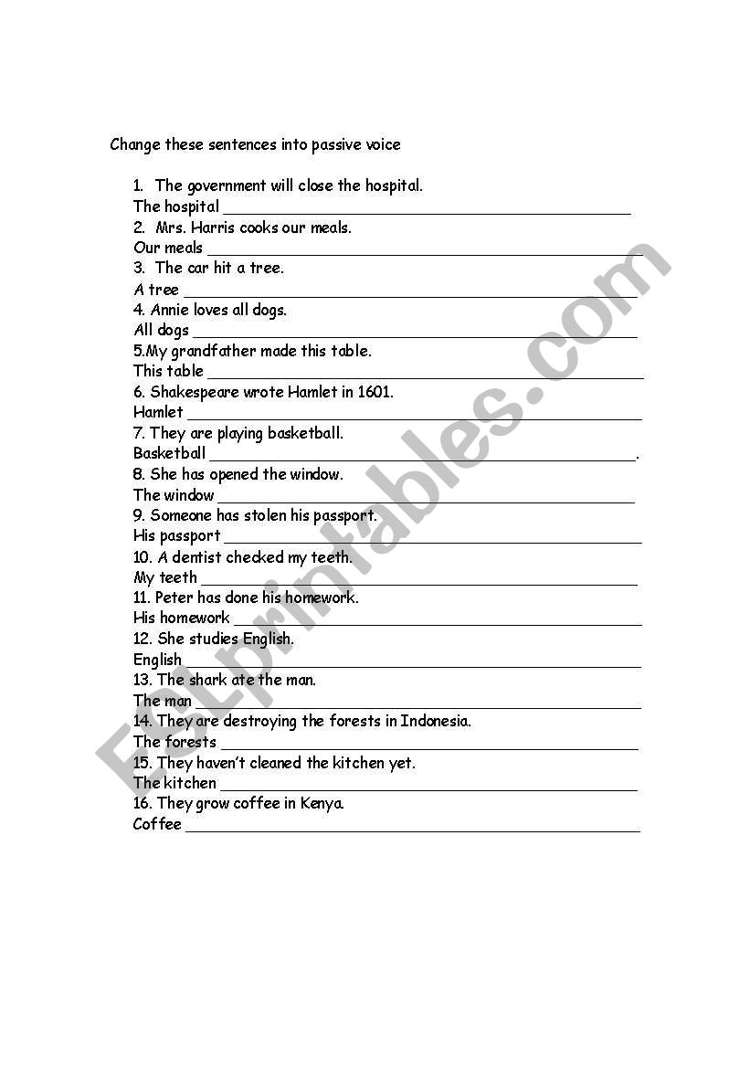 passive voice worksheet