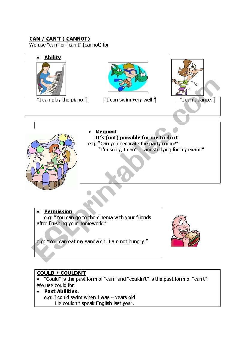 can/cant vs could/couldnt worksheet