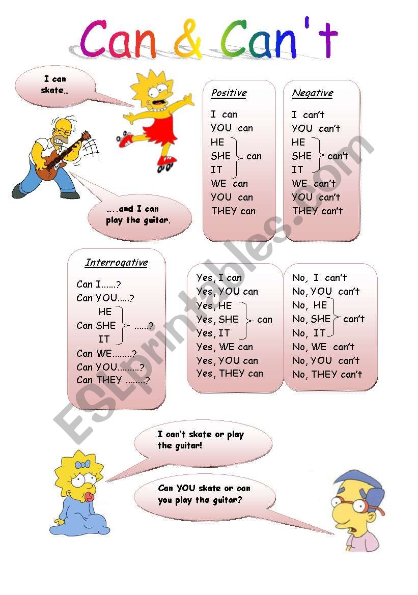 Can & Cant  worksheet