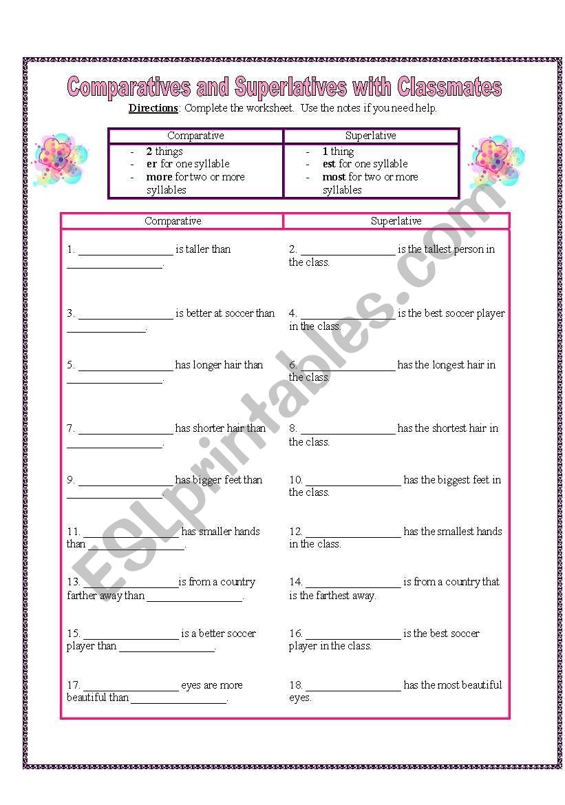 Compare your classmates! worksheet