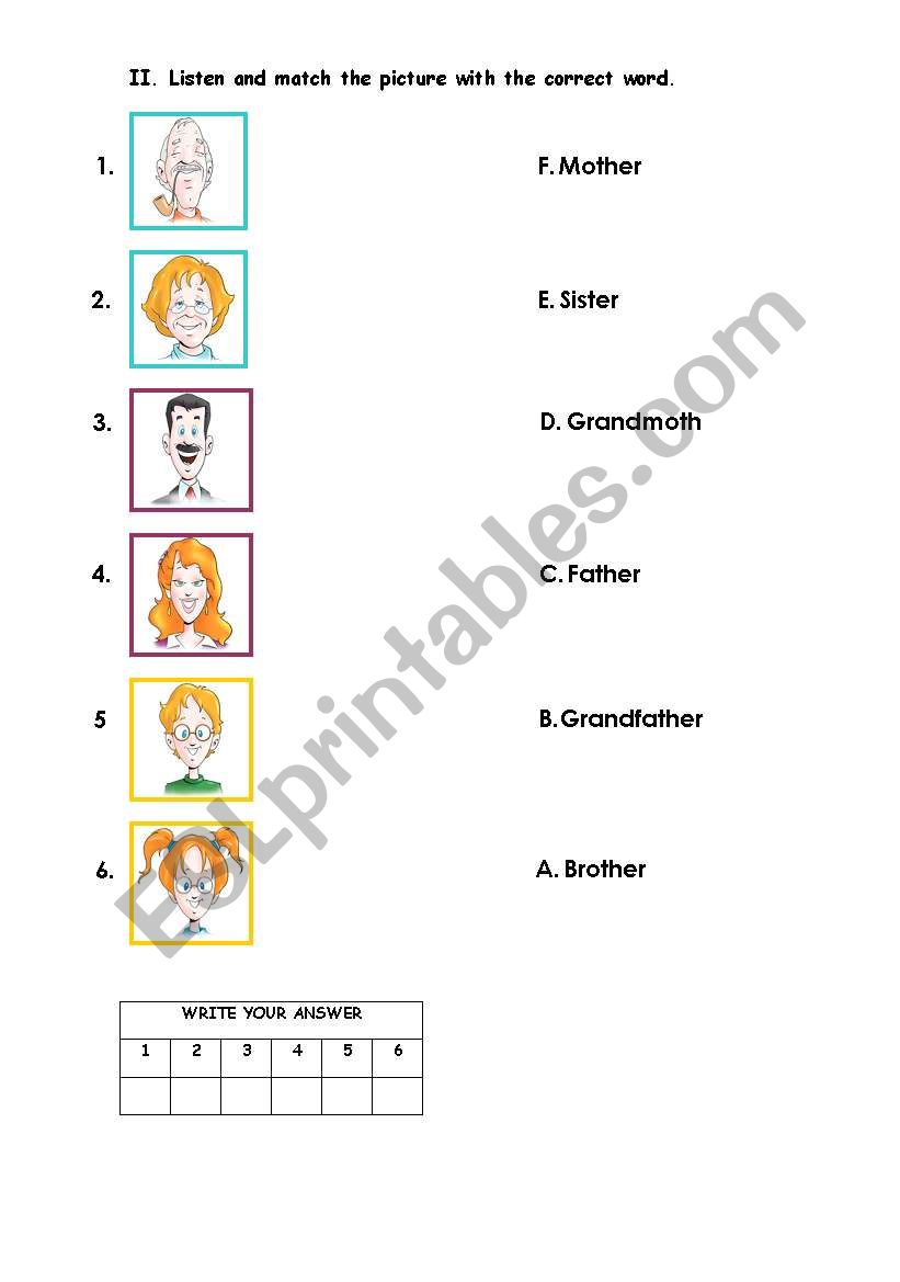 family worksheet