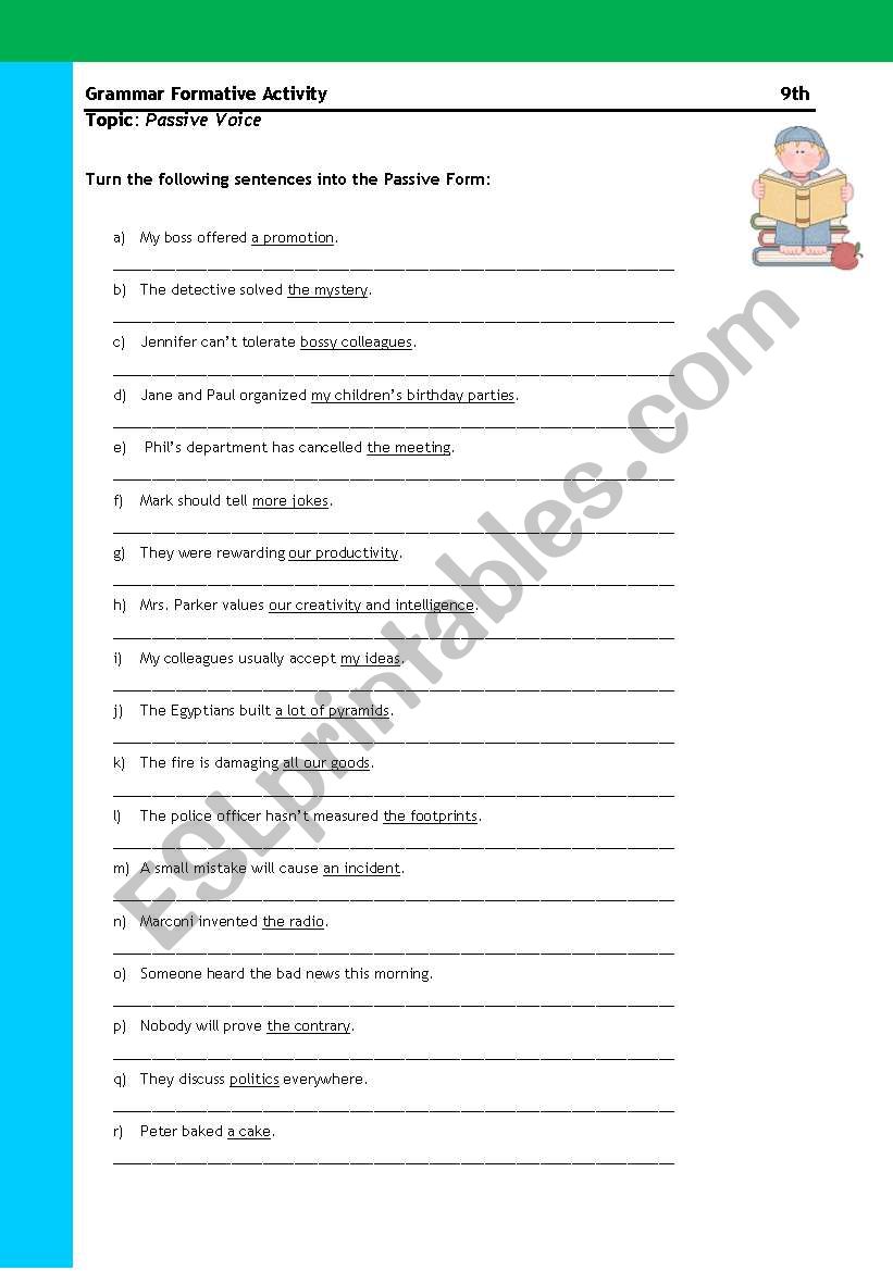 Passive Voice 9th worksheet