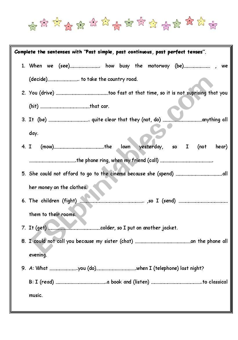 REVISION OF PAST TENSES worksheet