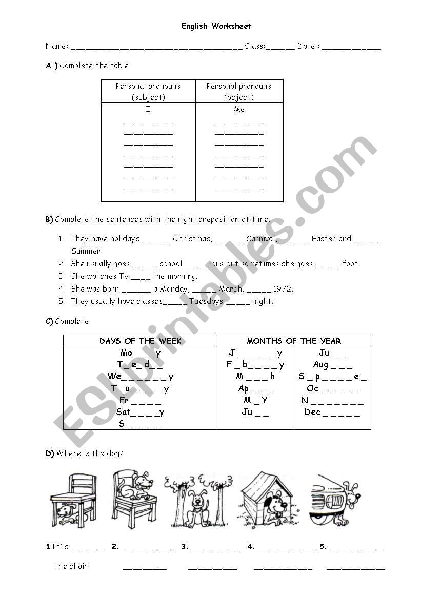 Pronouns and Prepositions (review)