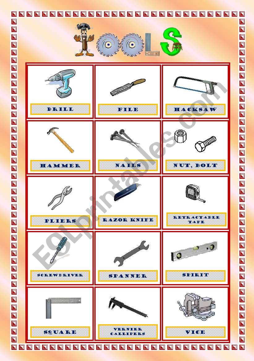 HAND TOOLS - Part I of 3 worksheet