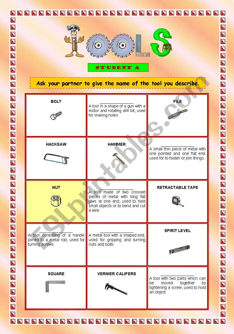 HAND TOOLS - Part 2 of 3 worksheet