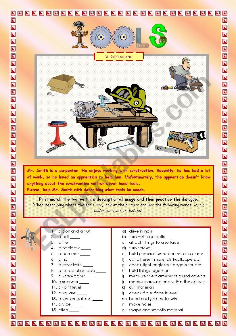 HAND TOOLS - Part 3 of 3 worksheet