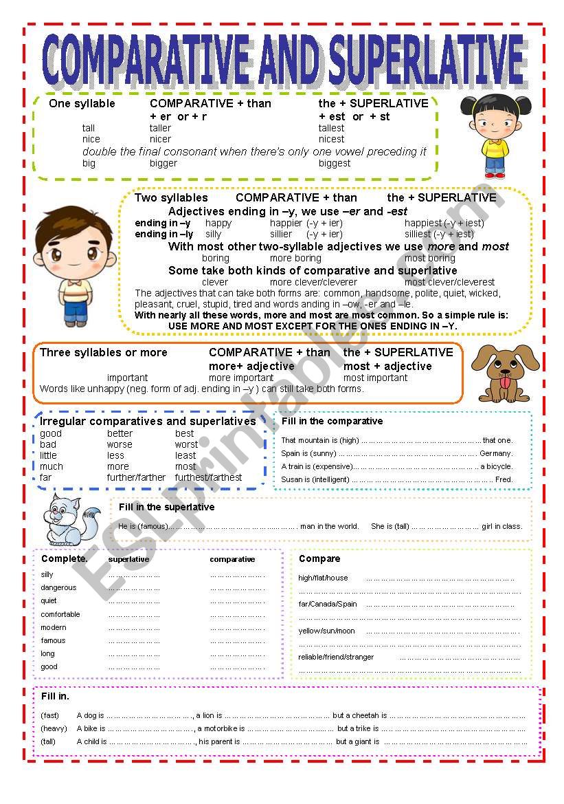 Comparative and superlative worksheet