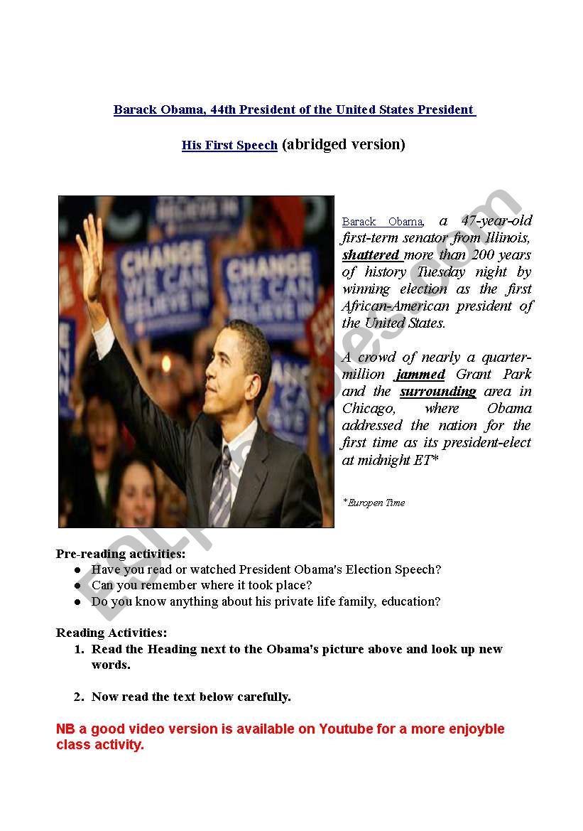 Barack Obamas election speech