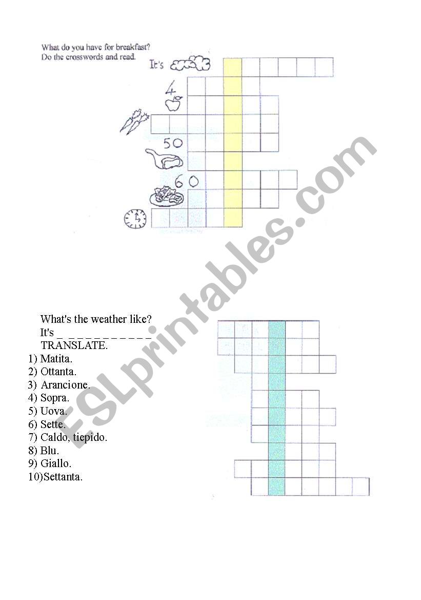 crosswords worksheet