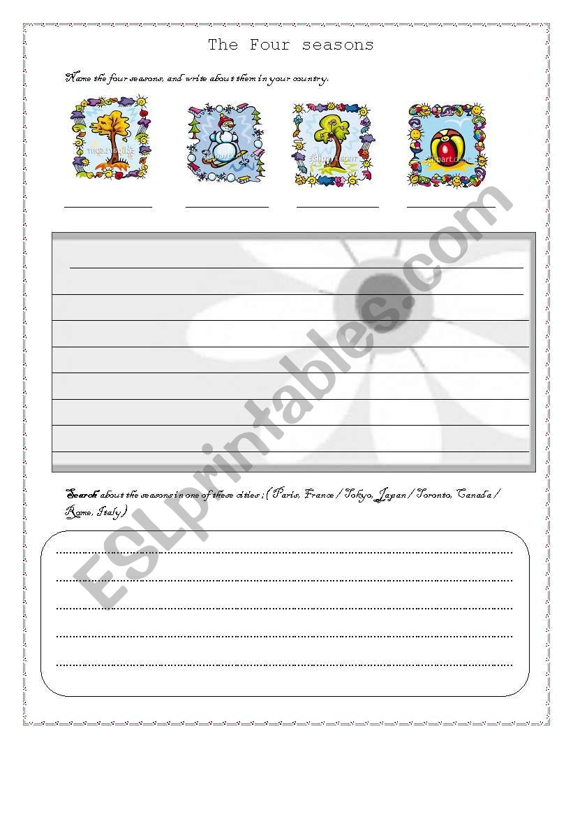 four seasons worksheet