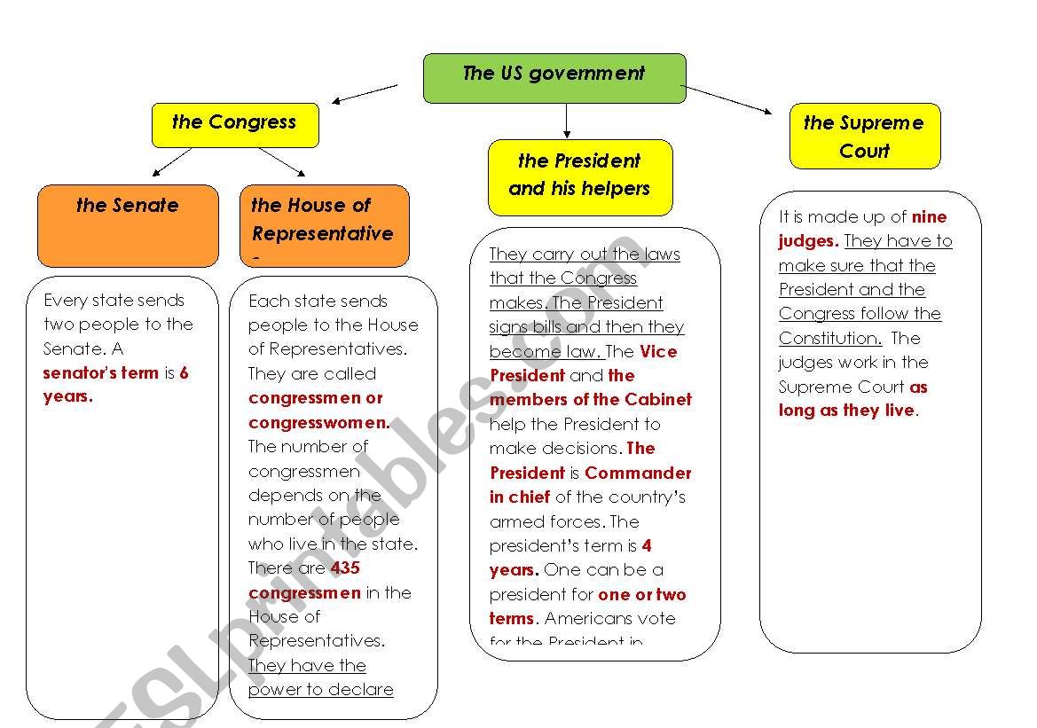 The USA Government worksheet