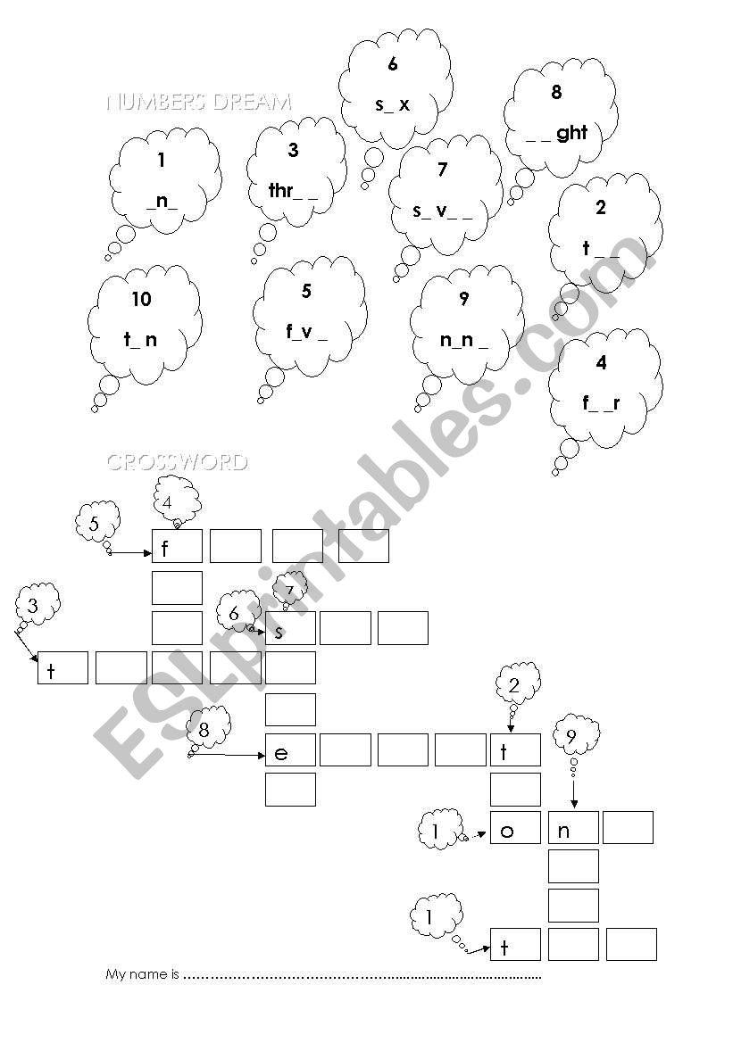 Numbers dream worksheet