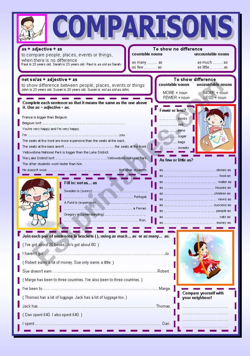 Comparisons worksheet