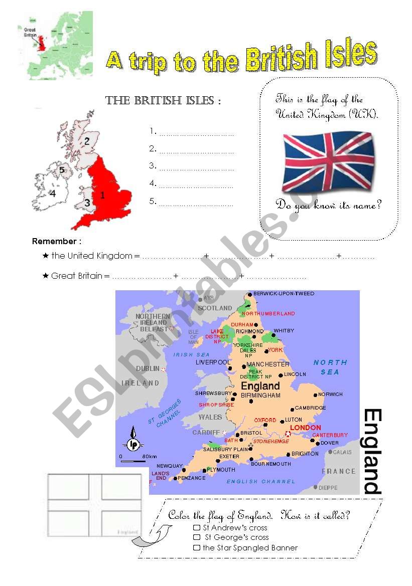 a trip to the BRITISH ISLES worksheet