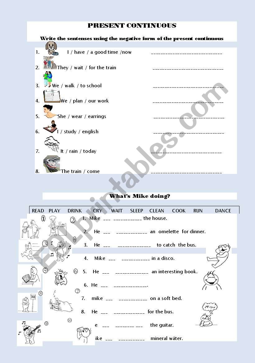 present continuous worksheet