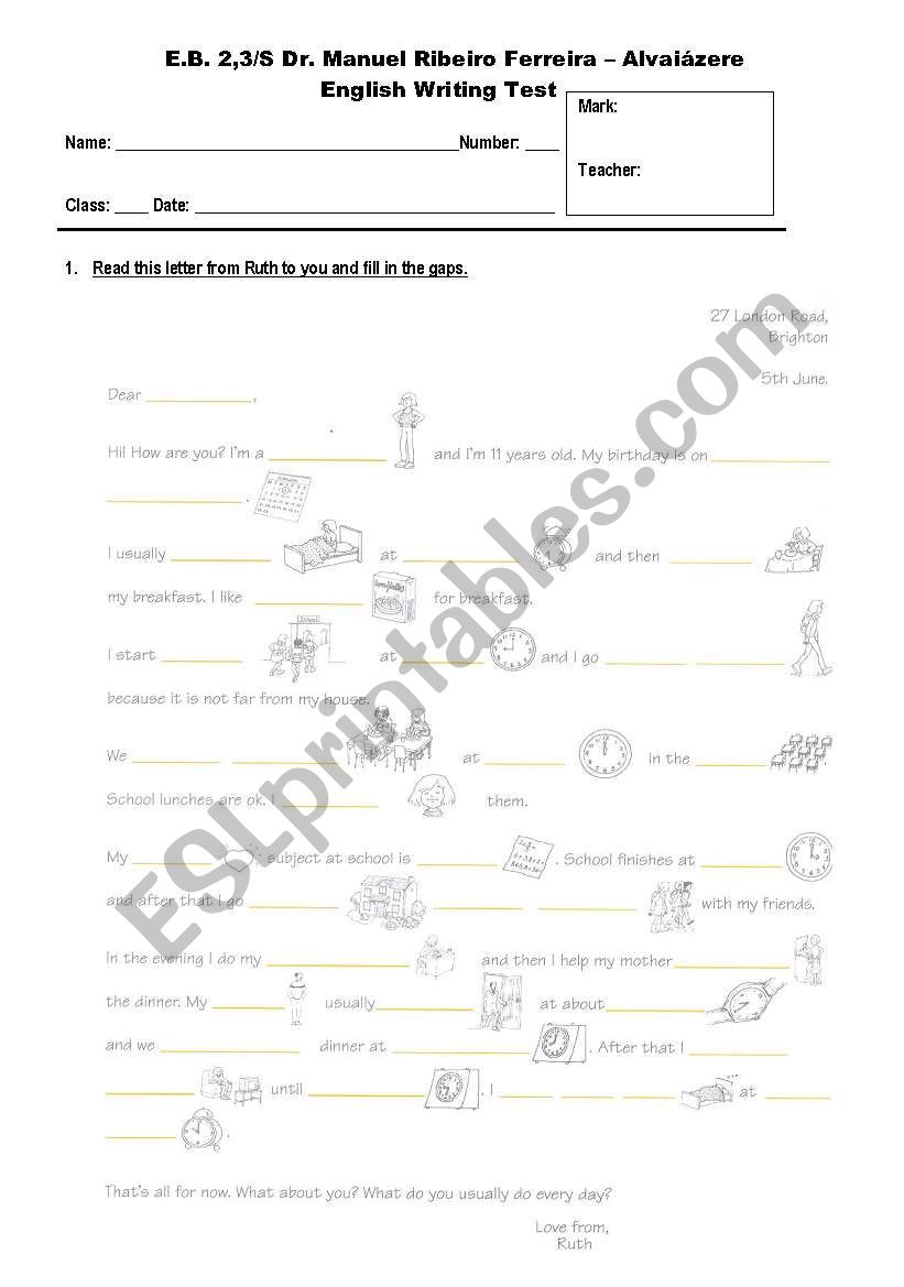 daily routine worksheet