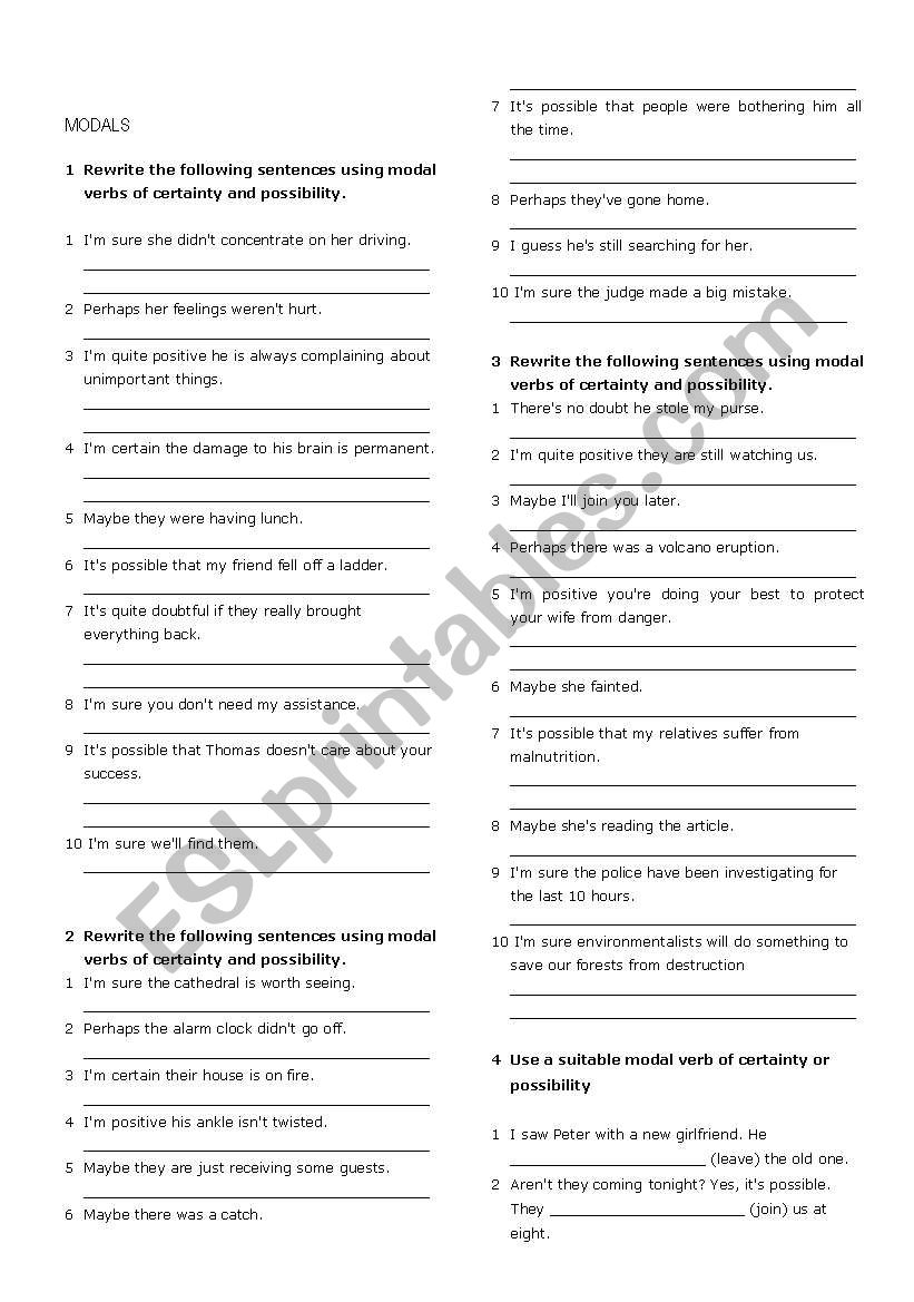 exercises worksheet