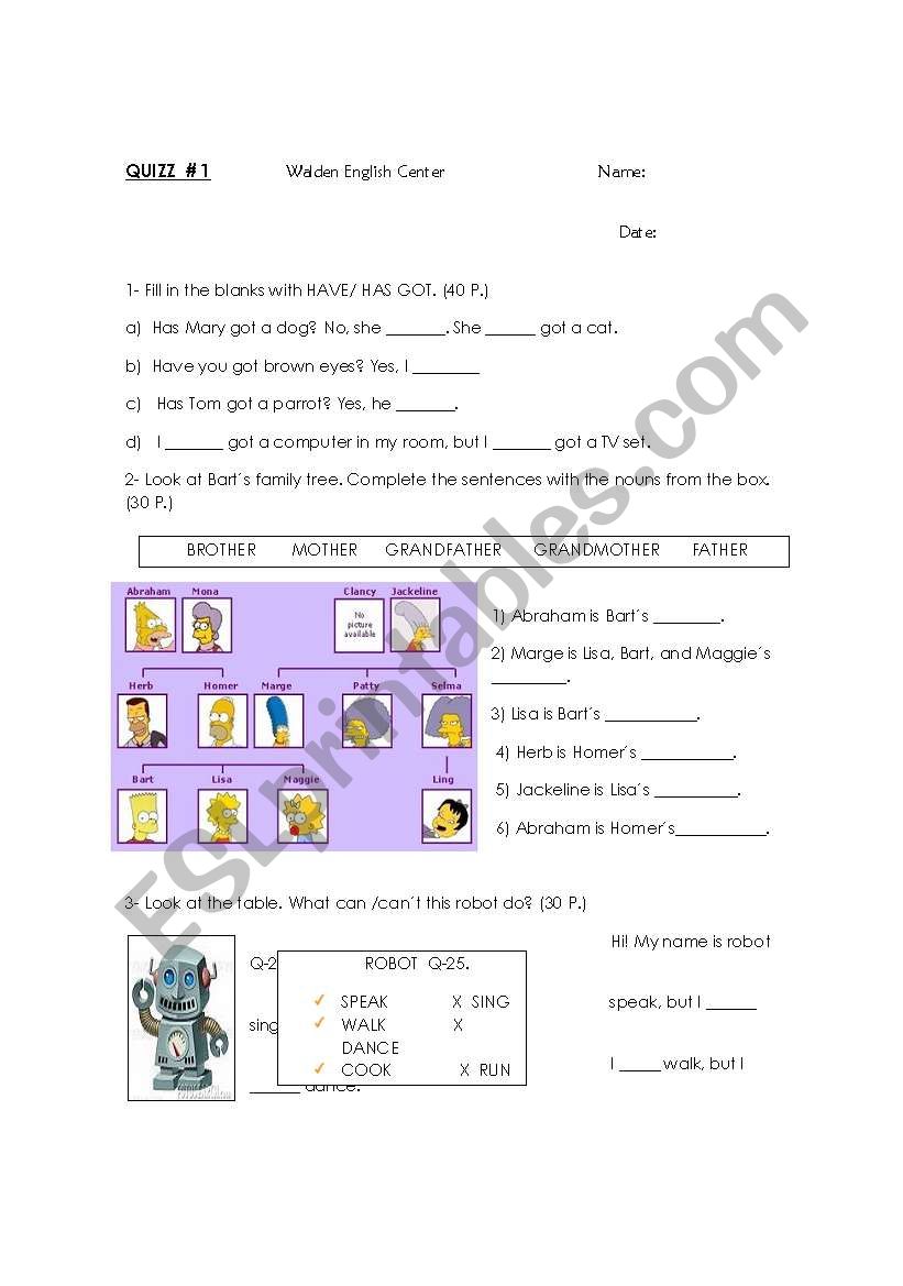 EASY QUIZ FOR JUNIOR STUDENTS worksheet