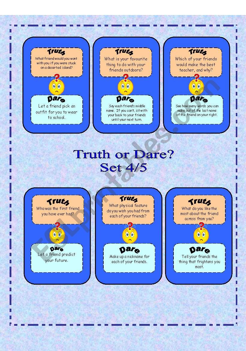Truth or Dare?  -  Set 4/5 worksheet