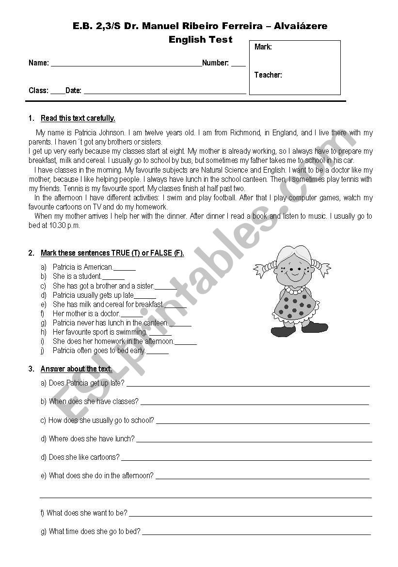 daily routine worksheet