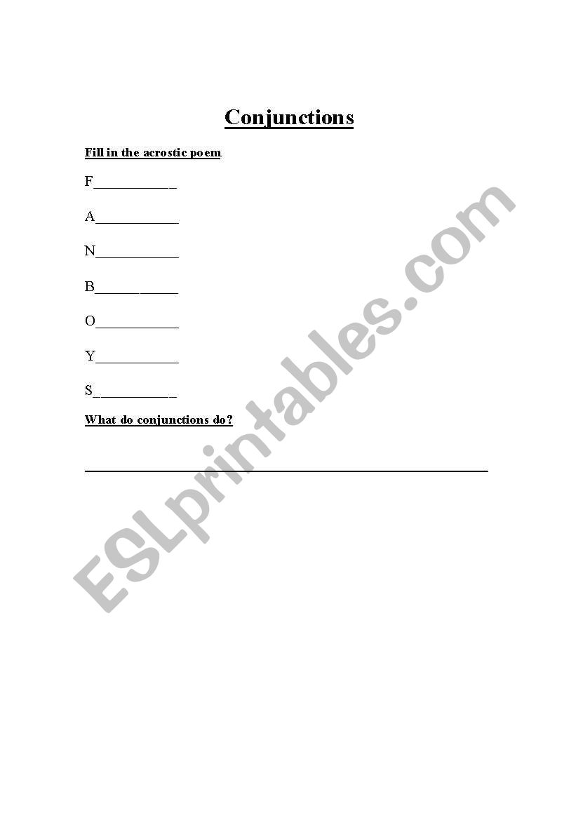 conjunctions worksheet worksheet