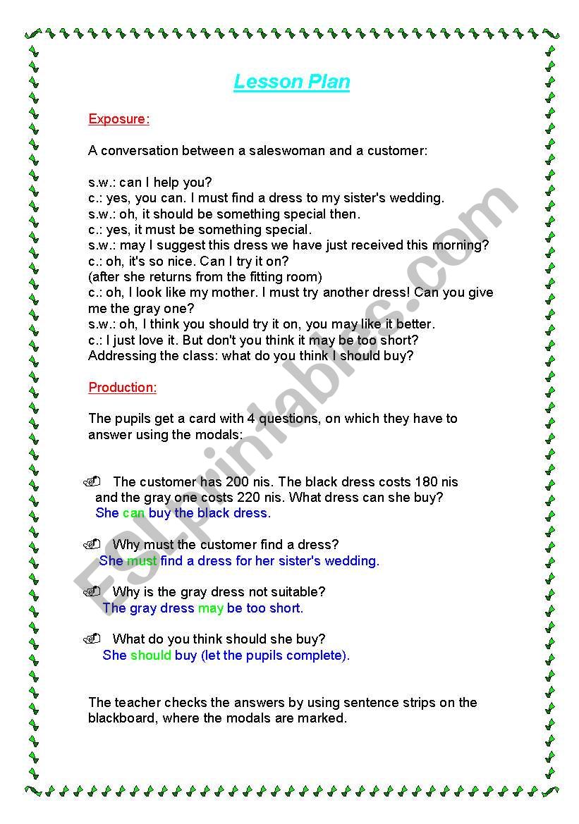 Modals worksheet