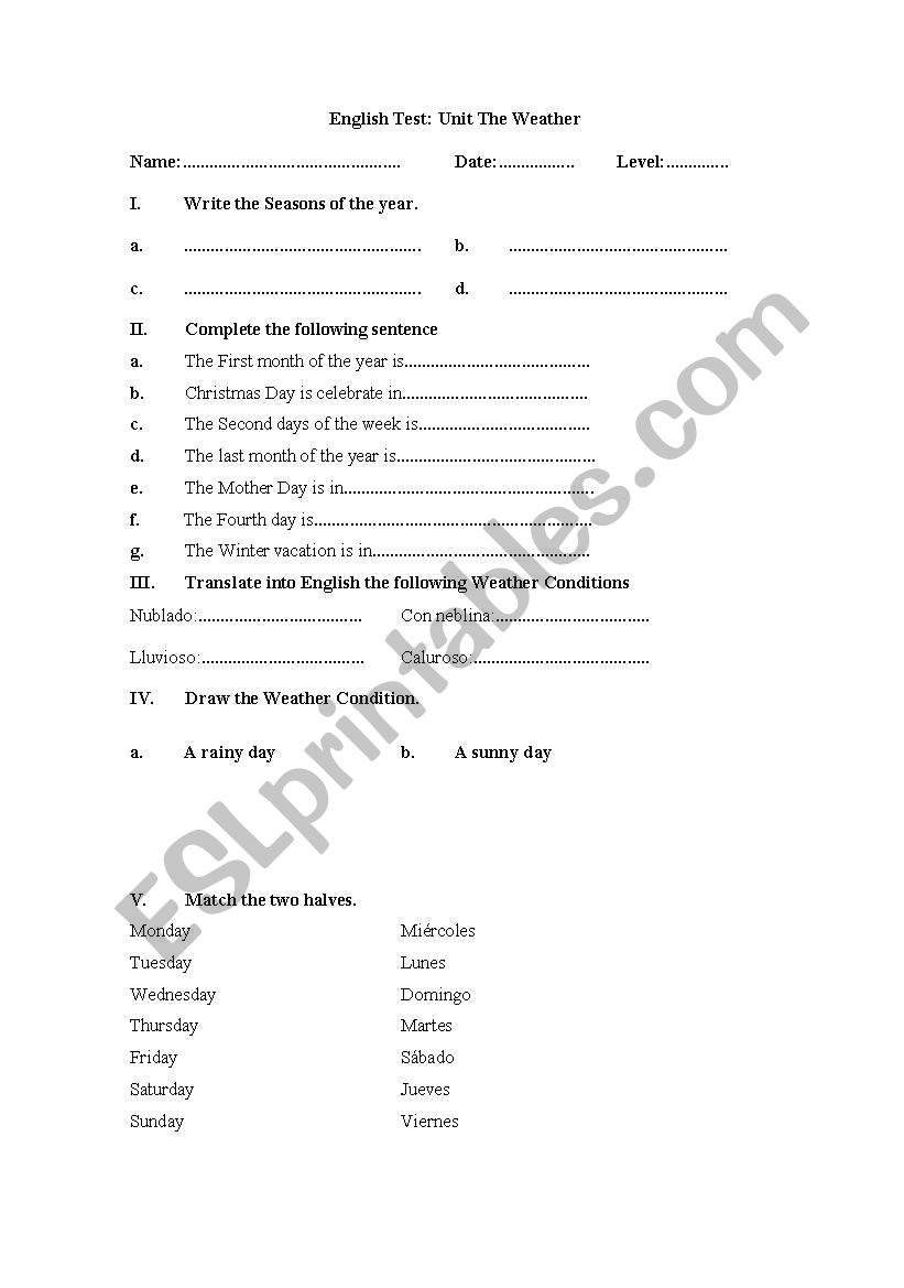 test worksheet