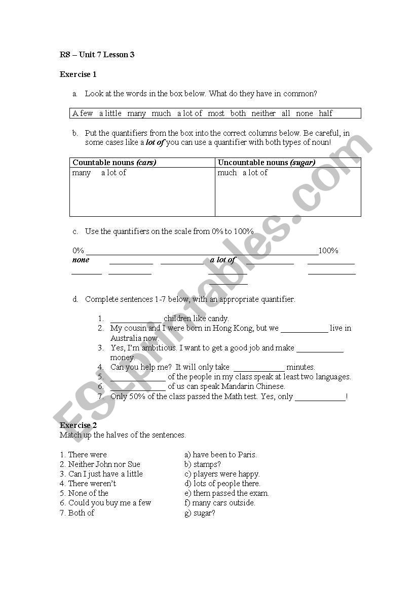 Countables & Uncountable worksheet