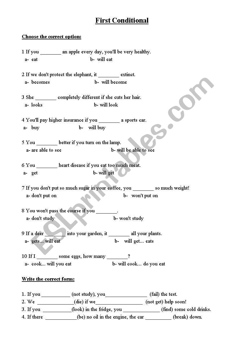 First Conditional worksheet