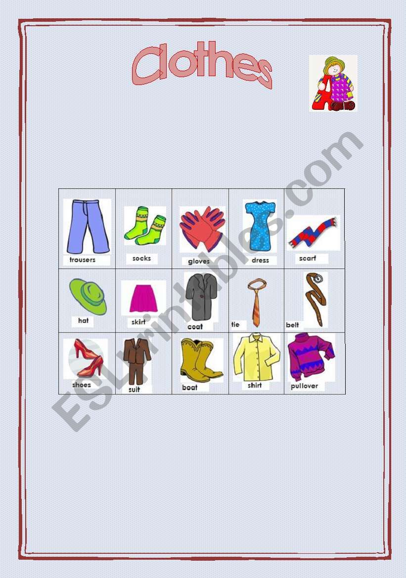 Clothes worksheet