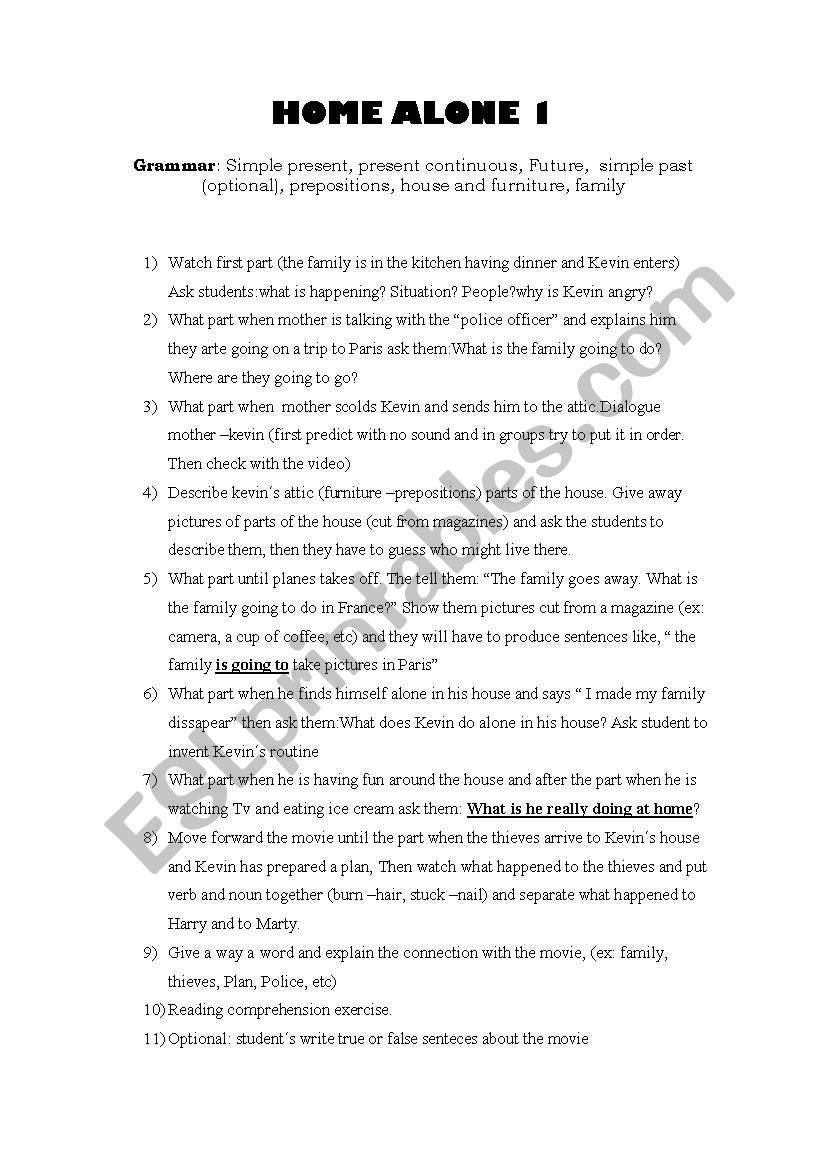 Home alone 1 video guide worksheet
