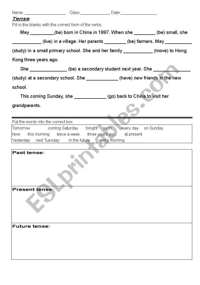 tense revision worksheet