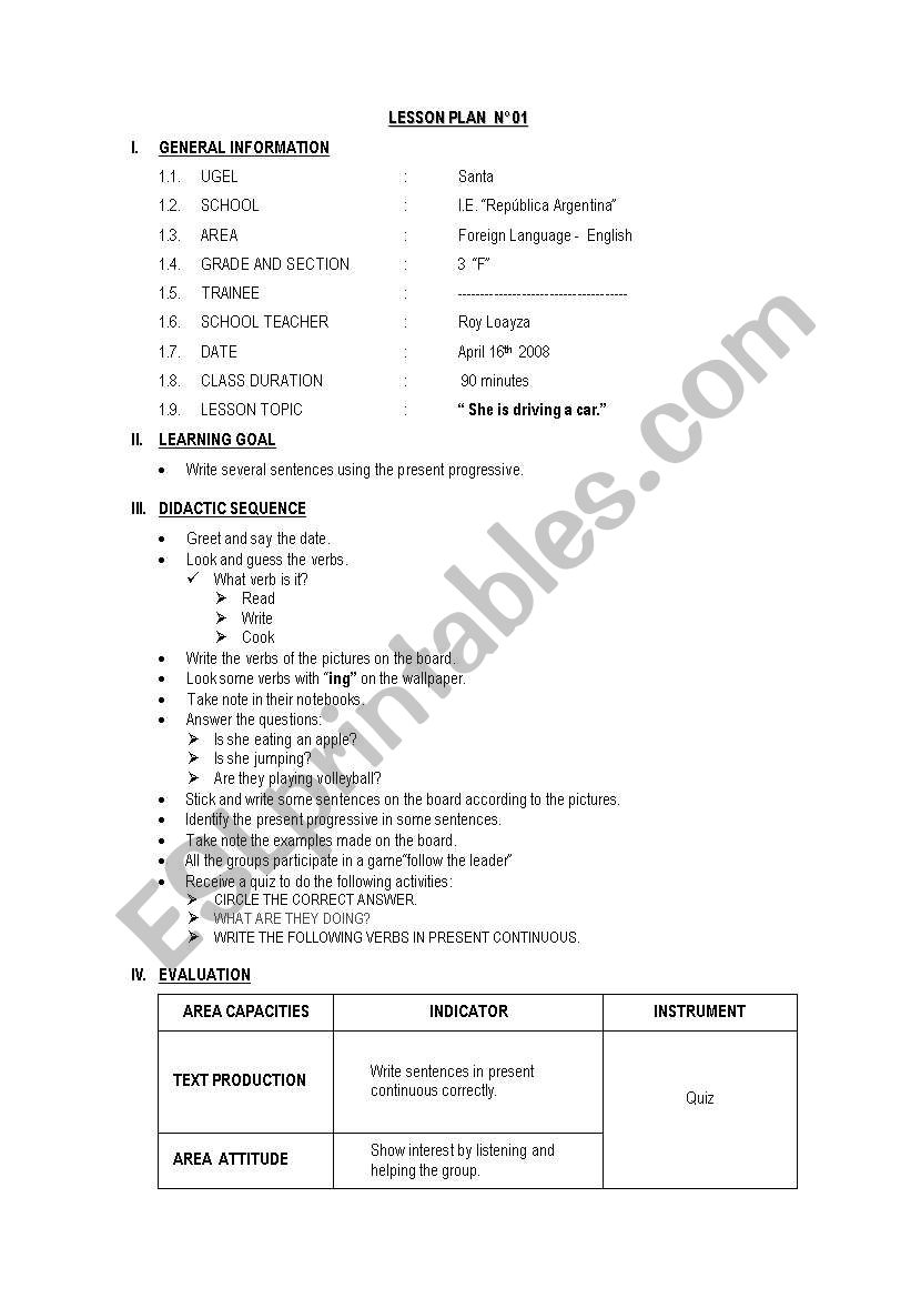 present continuous worksheet