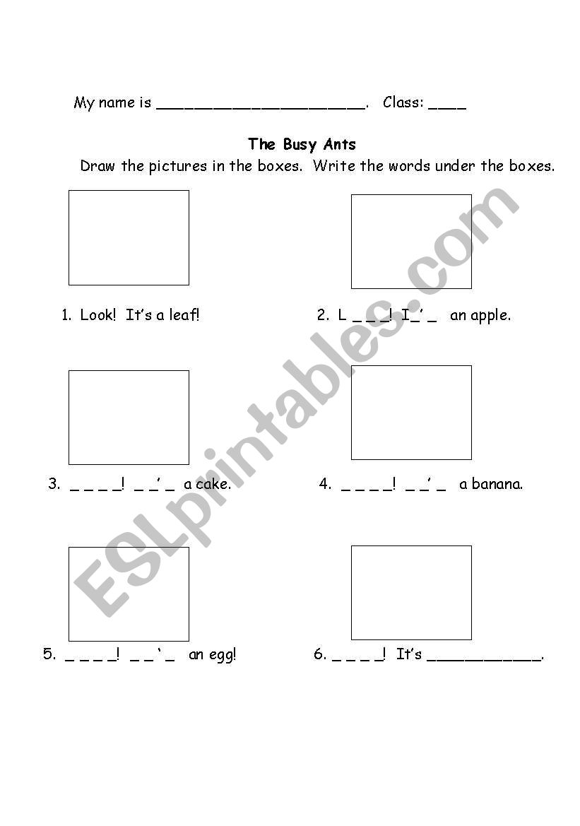 The Busy Ants worksheet