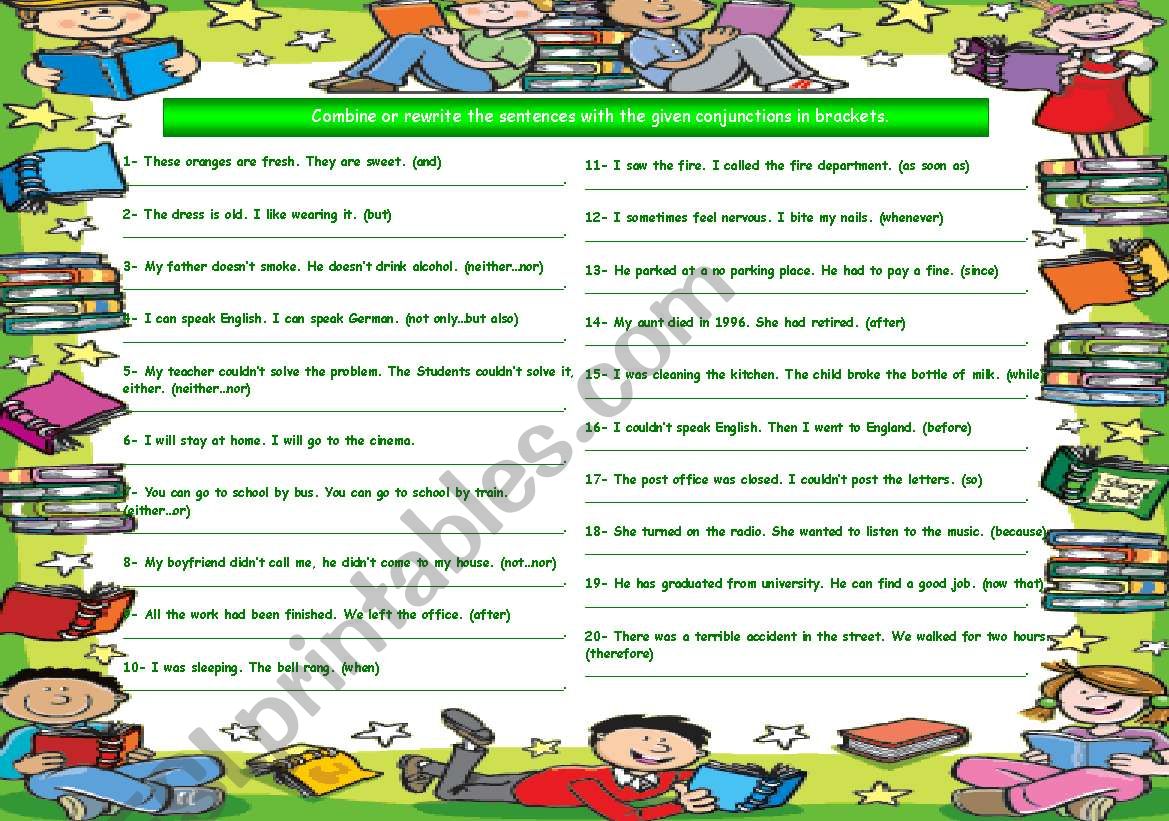 CONJUNCTIONS- PART 1 worksheet