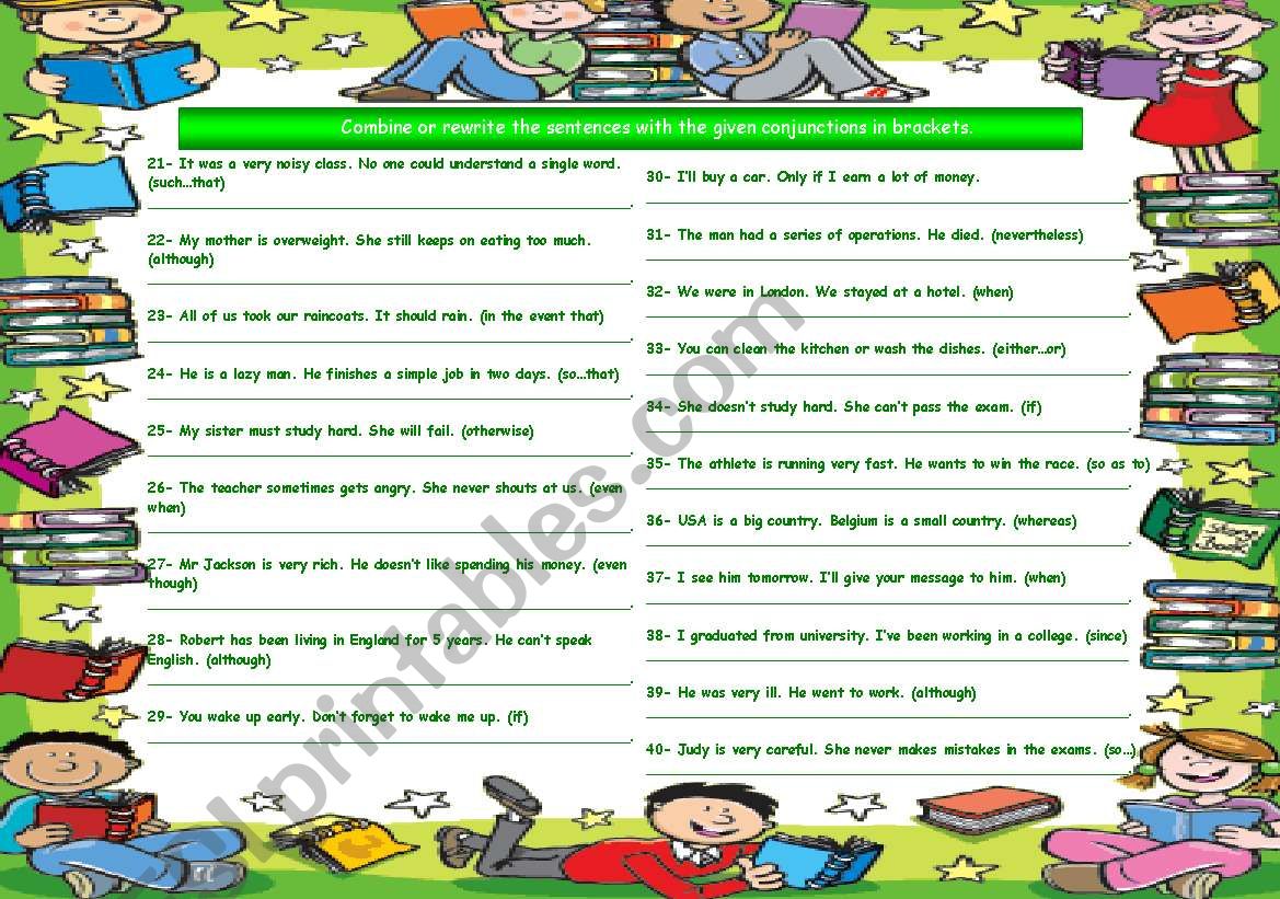 CONJUNCTIONS- PART 2 worksheet