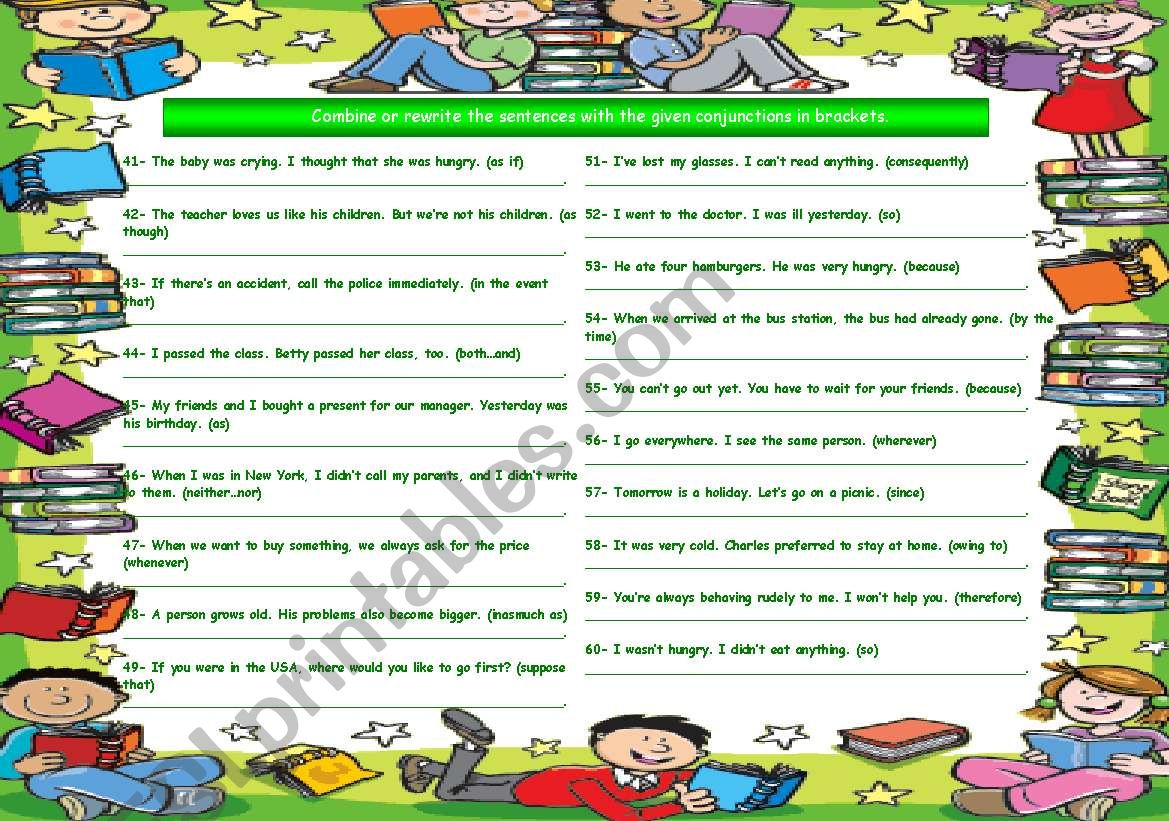 CONJUNCTIONS- PART 3 worksheet