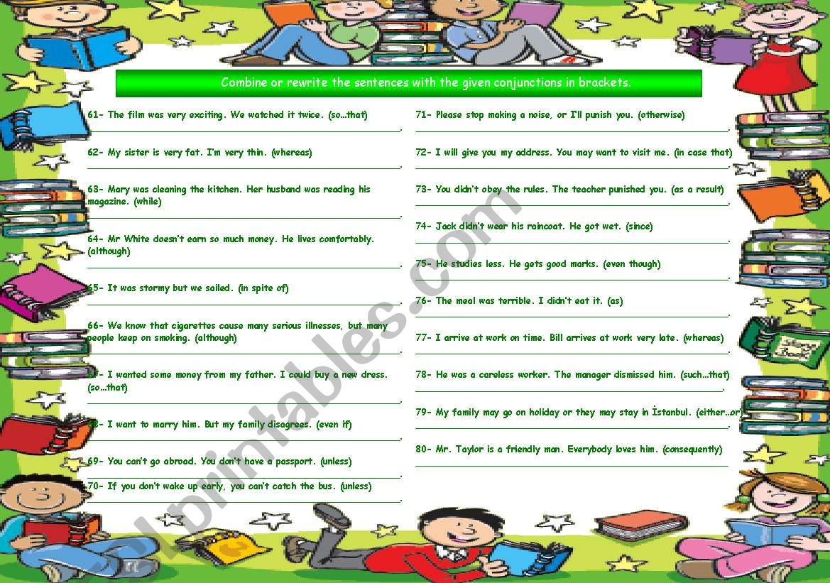 CONJUNCTIONS- PART 4 worksheet